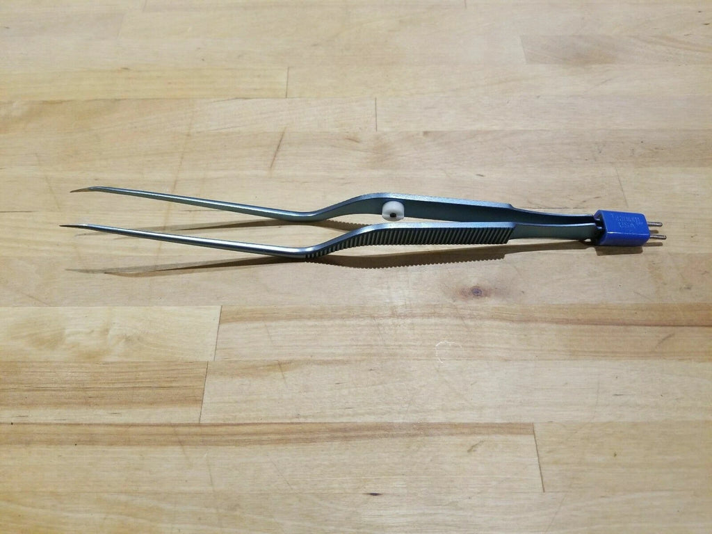 DS Codman 80-2942 Mallis Bipolar Non Irritating Titanium Forceps angled up